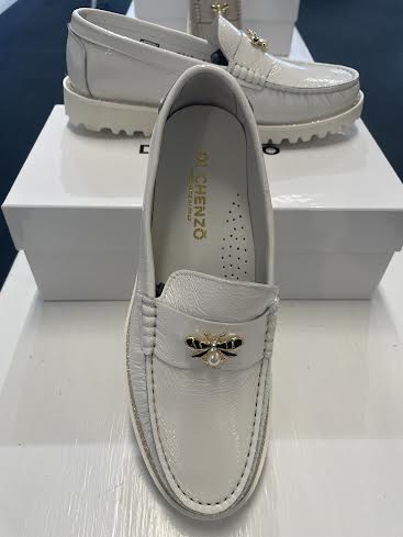 WHITE PATENT BEE LOAFER 9360 BY DI CHENZO
