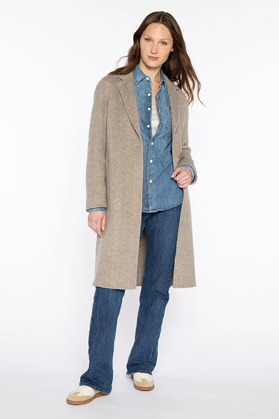 BRUSHED HERRINGBONE NOTCH COLLAR COAT #LFOJ5-269