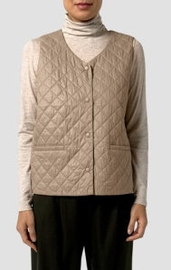 V-NECK QUILTED VEST F5GGR-V1352M BY EILEEN FISHER