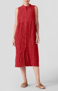 MANDARIN COLLAR PLEATED SLVLESS DRESS S5CXU-D5381M BY EILEEN FISHER