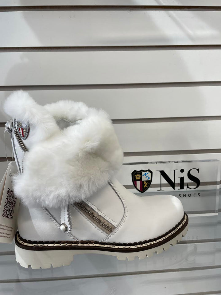 JULIA LEATHER ZIP W/FUR COLLAR BY NEW ITALIA SHOES