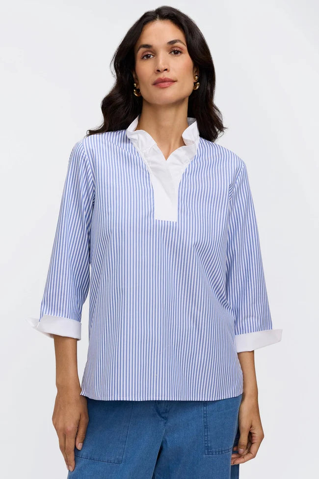 TAMMY 3/4 POPOVER STRIPE SHIRT 204675 BY FOXCROFT
