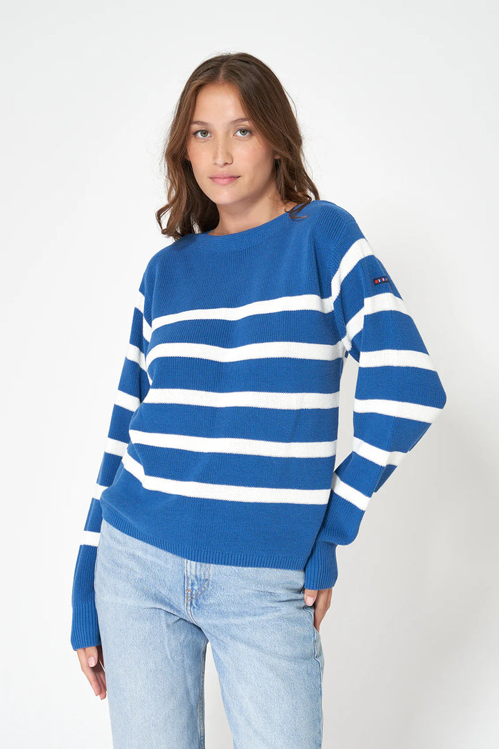 STRIPED BOAT NECK SWEATER A1873 BY BATELA