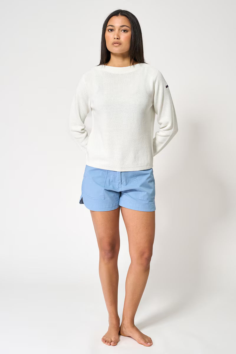 BOAT NECK COTTON SWEATER A2415 BY BATELA