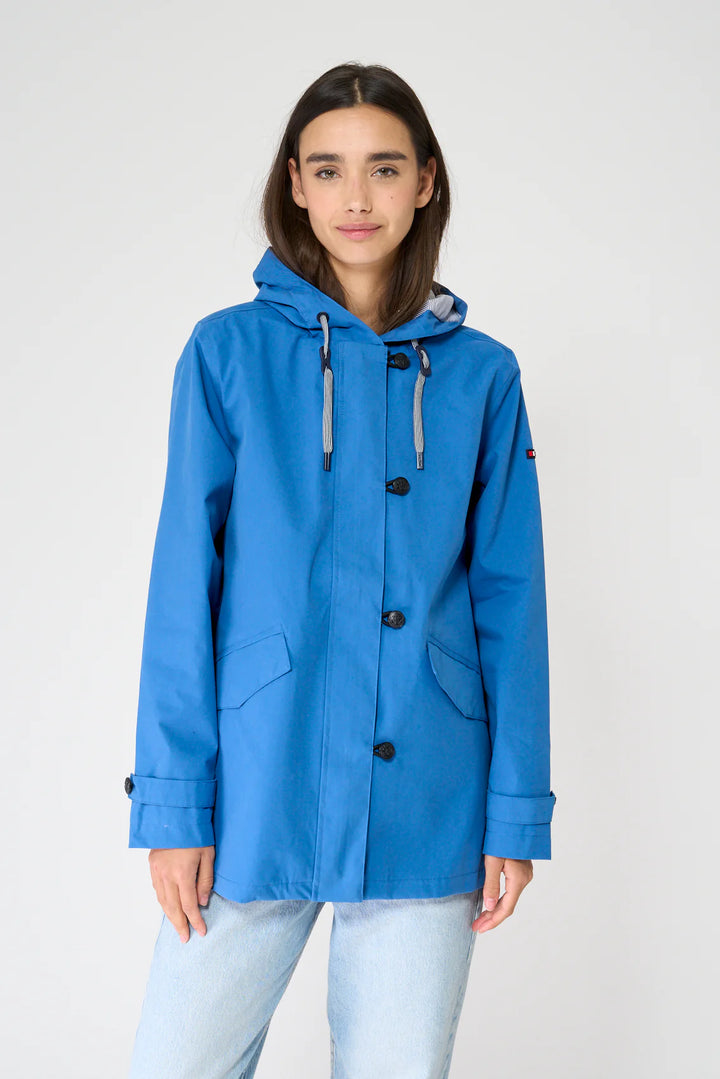 SHORT COTTON HOODED RAINCOAT C3169 BY BATELA
