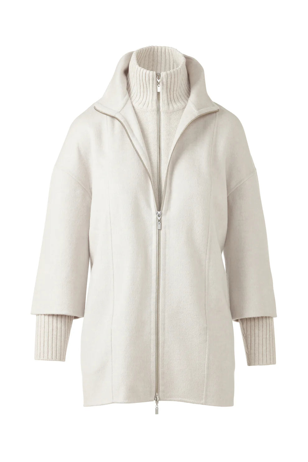 KNIT INSERT ZIP MOCK COAT #LFOJ3-289 BY KINROSS