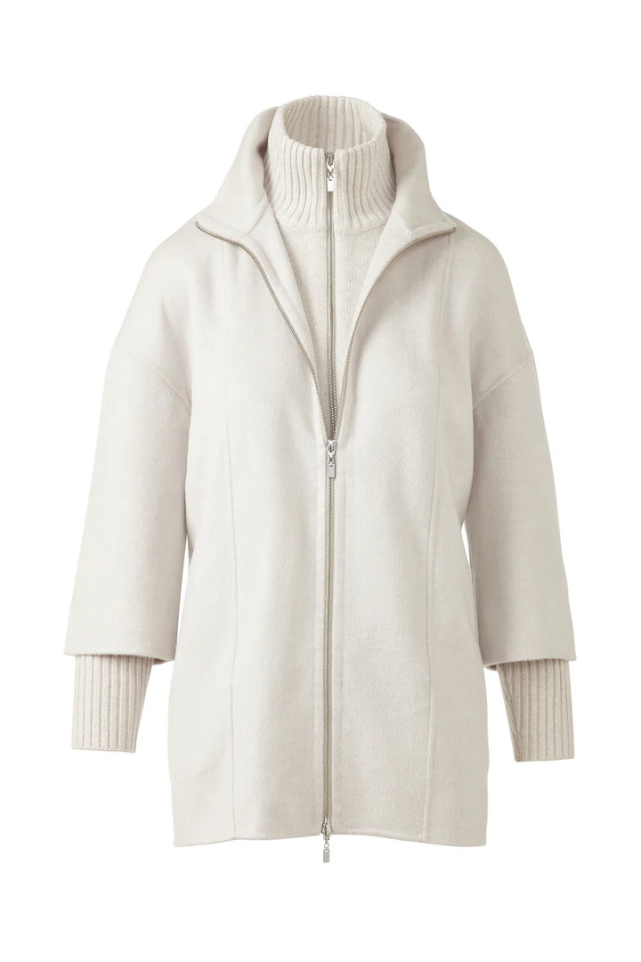 KNIT INSERT ZIP MOCK COAT #LFOJ3-289 BY KINROSS