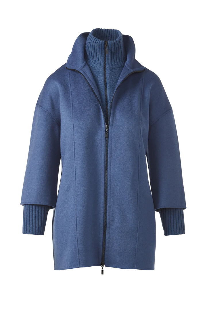 KNIT INSERT ZIP MOCK COAT #LFOJ3-289 BY KINROSS