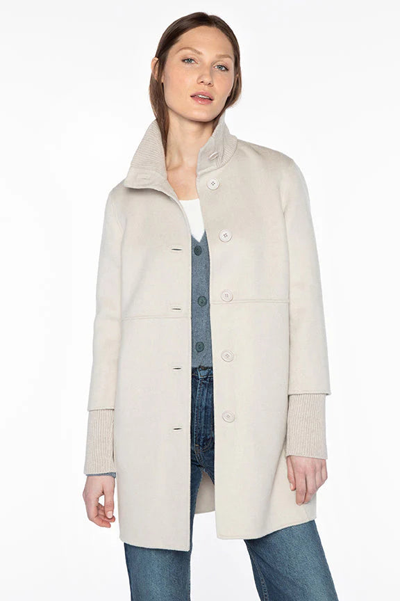BUTTON FRONT KNIT TRIM COAT #LFOJ4-105 BY KINROSS