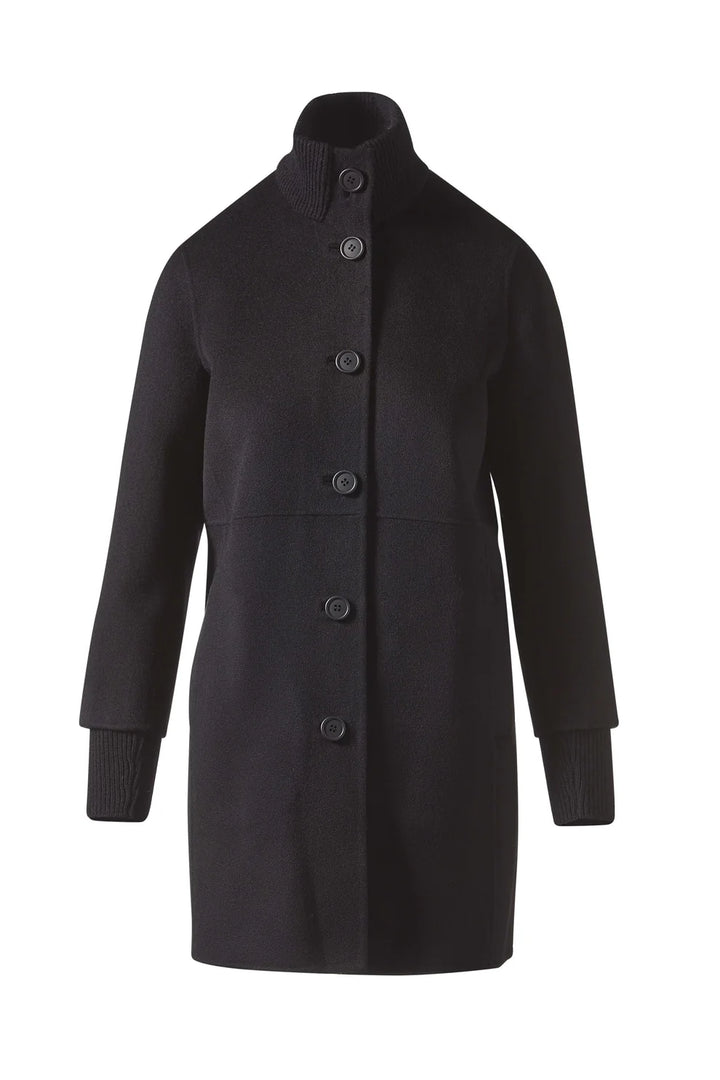 BUTTON FRONT KNIT TRIM COAT #LFOJ4-105 BY KINROSS