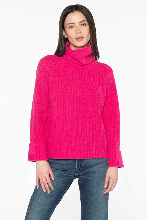 LUXE RIB T-NECK SWEATER #LFSJ4-230 B Y KINROSS