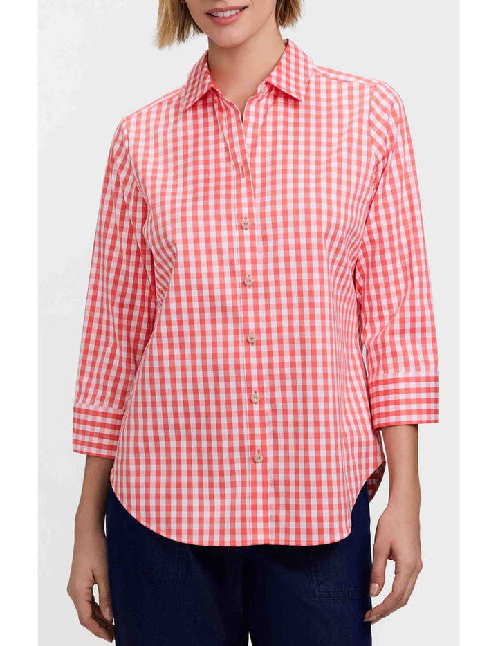 MARGIE 3/4 GINGHAM SHIRT 205499 BY FOXCROFT